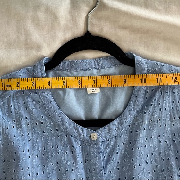 J. Crew Factory Button Up Cotton Eyelet Knee Length Sleeveless Blue Dress Sz 14 - Picture 12 of 16